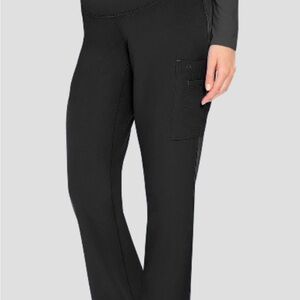 Med Couture Women's Maternity Black Straight Leg Scrub Pants